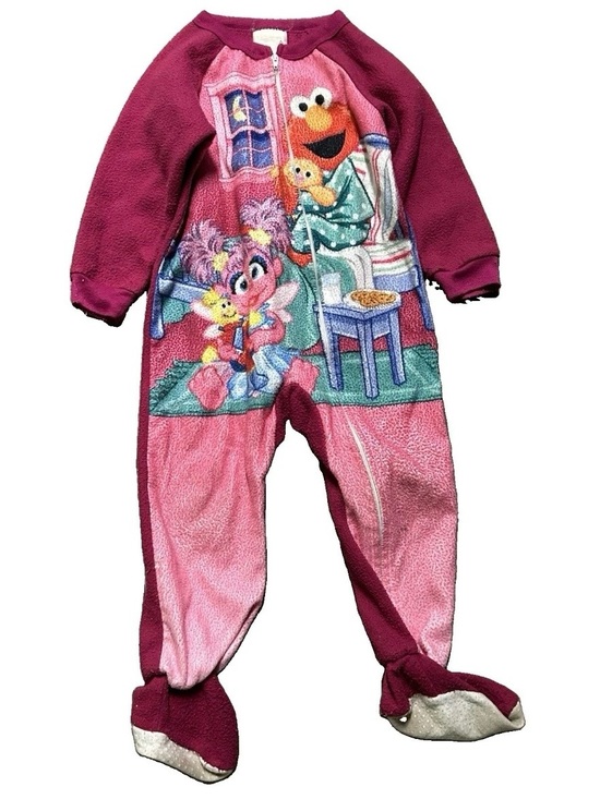 Other - Vintage Toddler Girl Sesame Street Elmo Footie Pajamas Size 3T